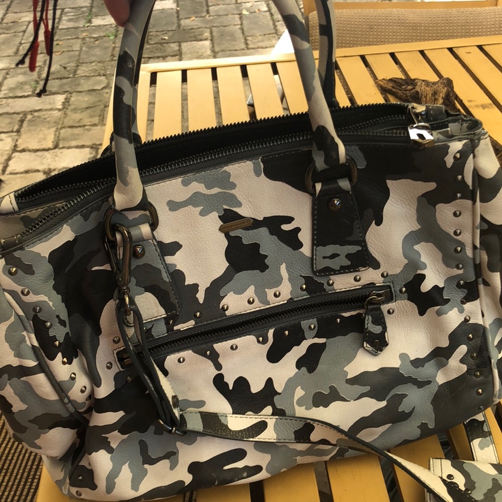 Hayden-Harnett camo satchel tote and wallet. Dust bag incl.